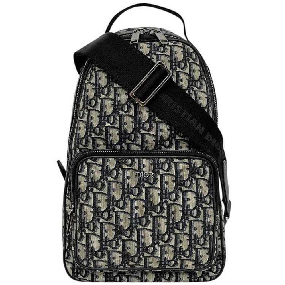 Christian Dior Rider Sling Bag Black Beige Navy Blue Oblique Jacquard Canvas